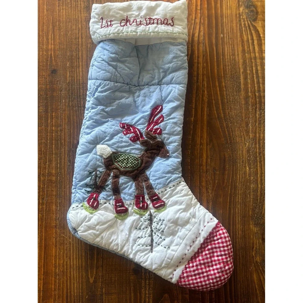 Baby's 1st ChristmasBaby's 1st Christmas Quilted Stocking Reindeer Holiday Decor